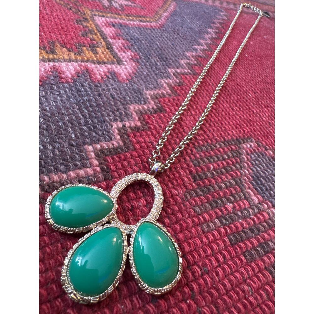 Vintage Coldwater Creek Statement Necklace‎ Green Gold-Tone Fashion Jewelry